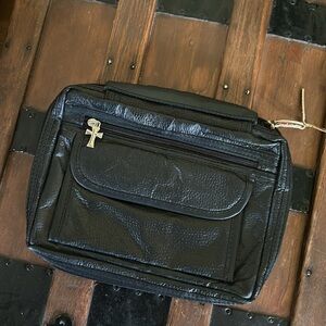 B&F Black Genuine Leather Zip Around Bible Cover